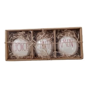 Rae Dunn Christmas Ornaments Rejoice Faith Amen Set of 3 In Box
